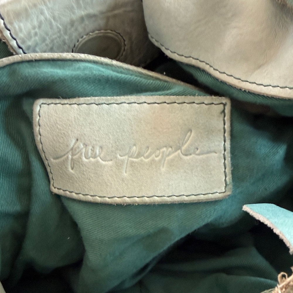 Fringed Suede Crossbody Bag in Teal with Brown Strap - Picture 4 of 4